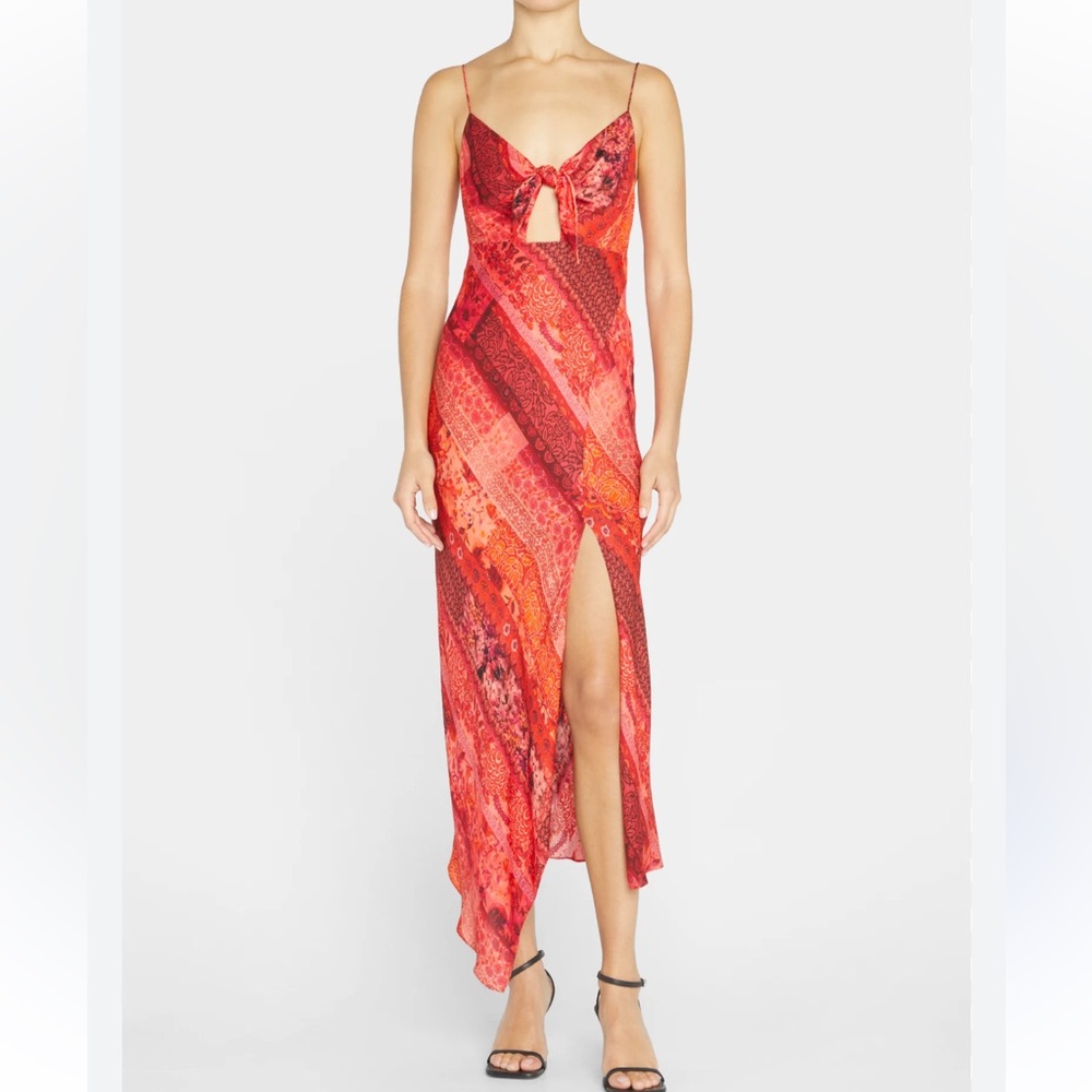 Alice + Olivia Harmony Drapey Asymmetrical Midi Dress